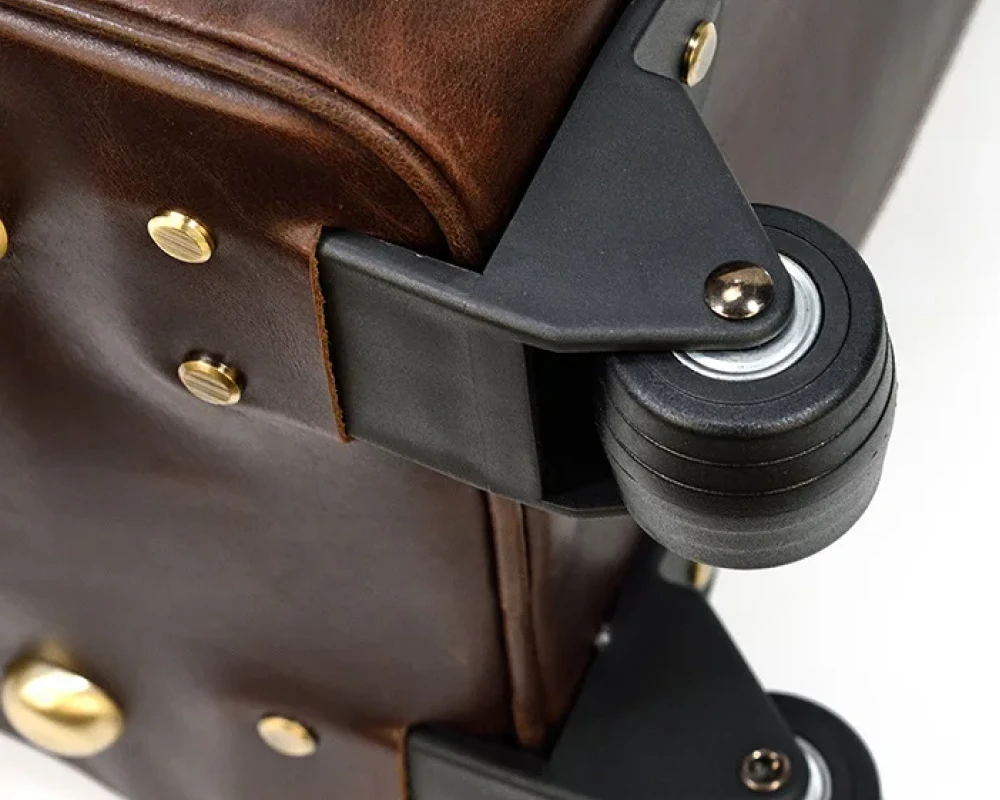 leather luggage trolley bag